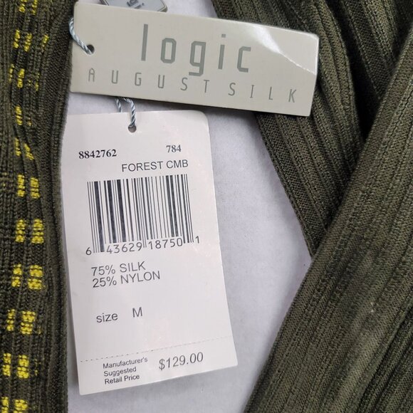 August Silk Logic Cardigan Sweater Size Medium Rib Knit Green Y2K Deadstock - Picture 5 of 10